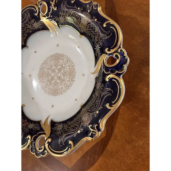 VTG ECHT WEIMAR PORZELLAN PORCELAIN KOBALT COBALT ILSE BOWL GERMANY CENTER PIECE